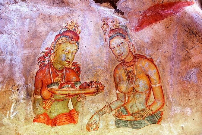 All Inclusive Sigiriya and Dambulla Private Day Tour from Colombo - The paintings and stonework at Lion Rock