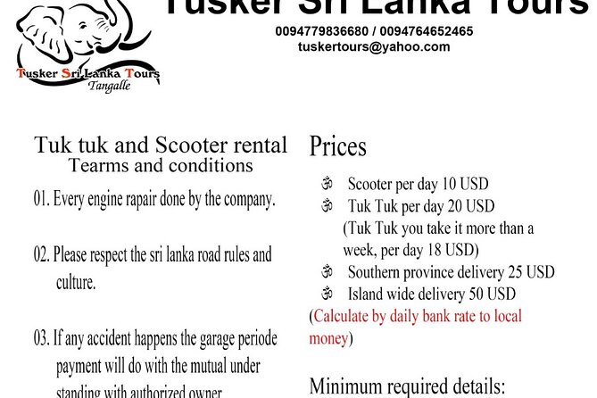 Scooter rent - Choosing between Galle and Tangalle